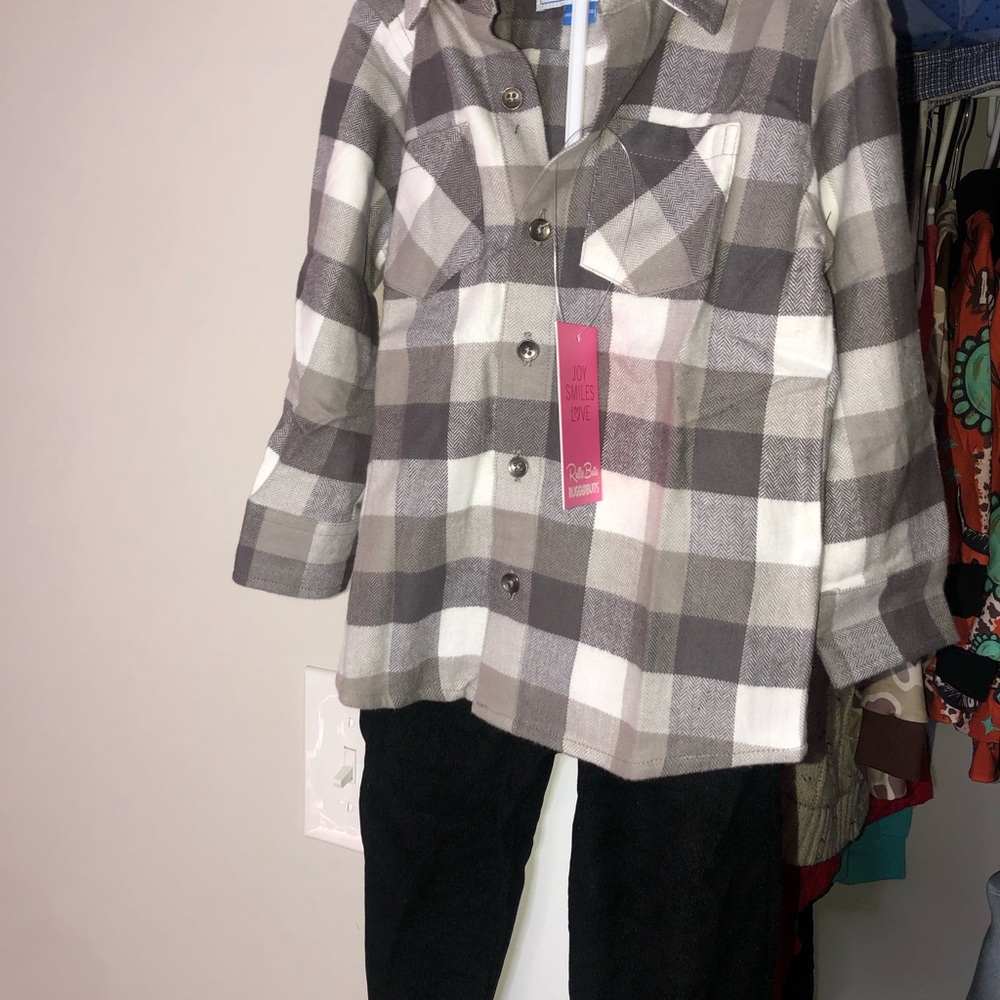 BOYS 2PC SET RUGGED BUTTS FLANNEL OUTFIT - Picture 3 of 6